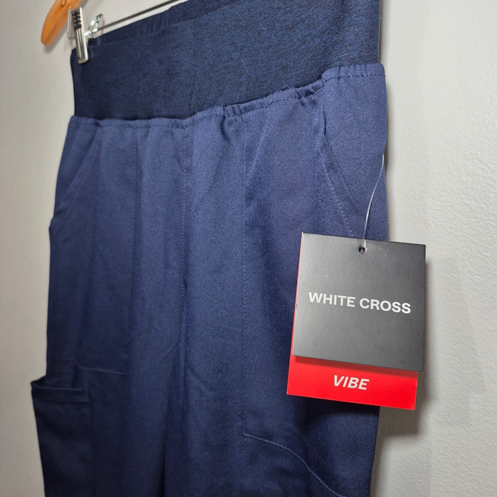 Women's White Cross Navy Vibe Wide Leg Pants XS